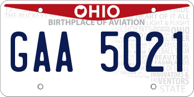 OH license plate GAA5021