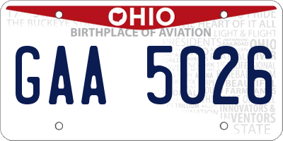 OH license plate GAA5026
