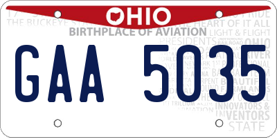 OH license plate GAA5035