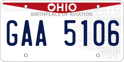 OH license plate GAA5106