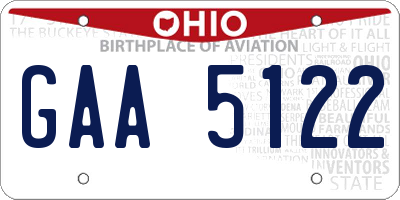 OH license plate GAA5122
