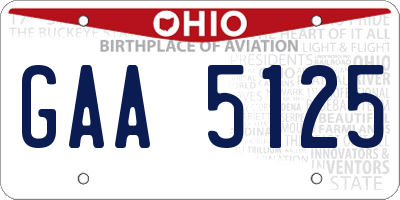OH license plate GAA5125