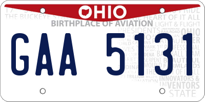 OH license plate GAA5131