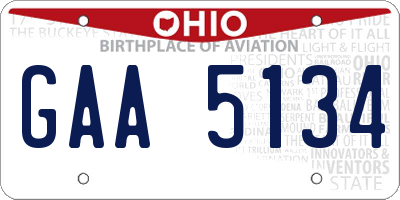 OH license plate GAA5134