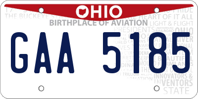 OH license plate GAA5185