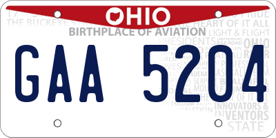 OH license plate GAA5204