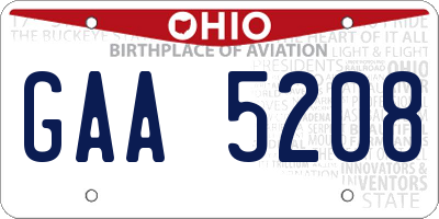 OH license plate GAA5208