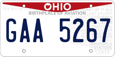 OH license plate GAA5267