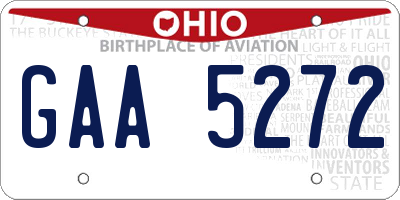 OH license plate GAA5272