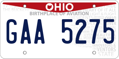 OH license plate GAA5275