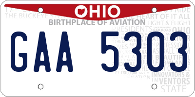 OH license plate GAA5303