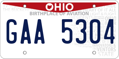 OH license plate GAA5304