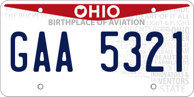 OH license plate GAA5321
