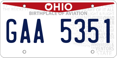 OH license plate GAA5351