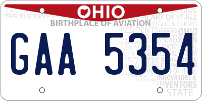OH license plate GAA5354