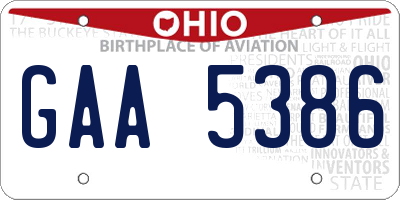 OH license plate GAA5386