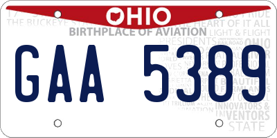 OH license plate GAA5389