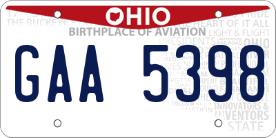 OH license plate GAA5398