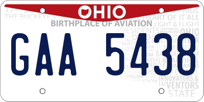 OH license plate GAA5438