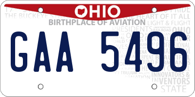 OH license plate GAA5496
