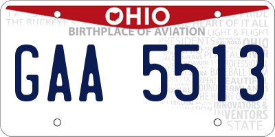 OH license plate GAA5513