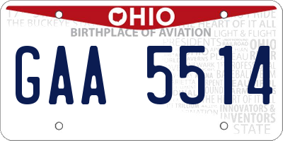 OH license plate GAA5514
