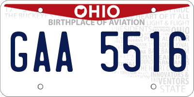 OH license plate GAA5516