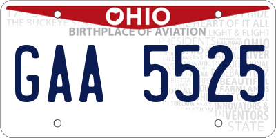 OH license plate GAA5525