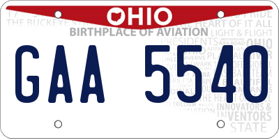 OH license plate GAA5540