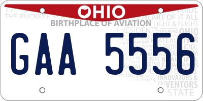 OH license plate GAA5556