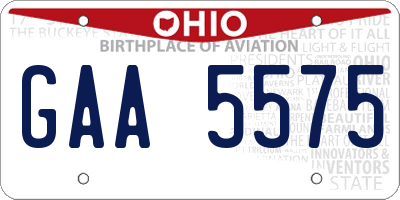OH license plate GAA5575
