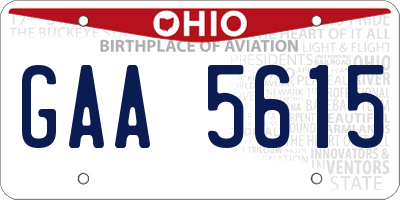 OH license plate GAA5615