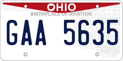 OH license plate GAA5635