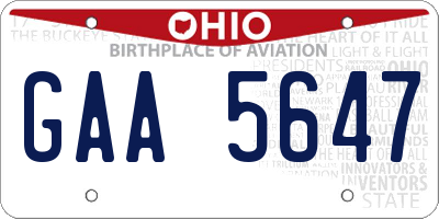 OH license plate GAA5647