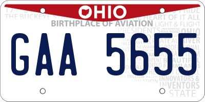 OH license plate GAA5655