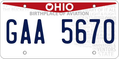 OH license plate GAA5670