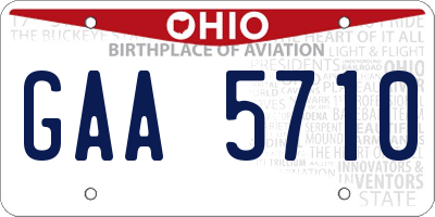 OH license plate GAA5710