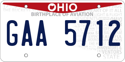 OH license plate GAA5712