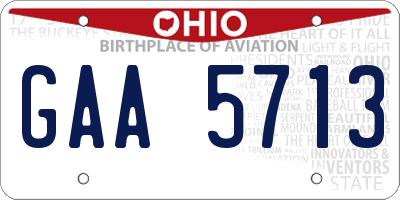 OH license plate GAA5713