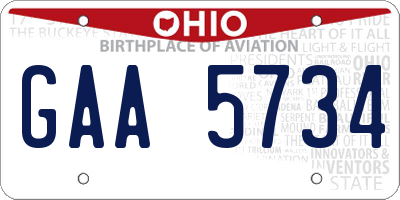 OH license plate GAA5734
