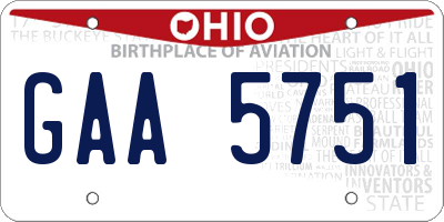 OH license plate GAA5751