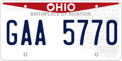 OH license plate GAA5770