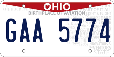 OH license plate GAA5774