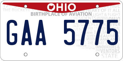 OH license plate GAA5775