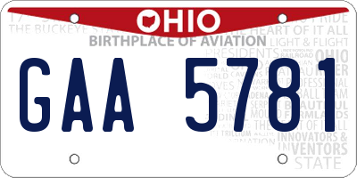 OH license plate GAA5781