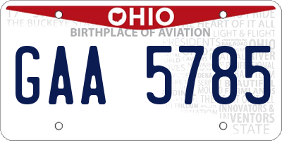OH license plate GAA5785