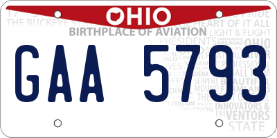 OH license plate GAA5793
