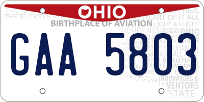 OH license plate GAA5803