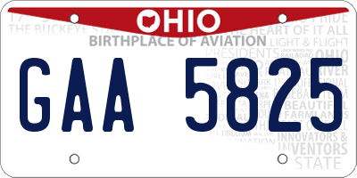 OH license plate GAA5825