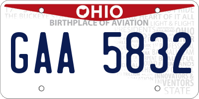OH license plate GAA5832